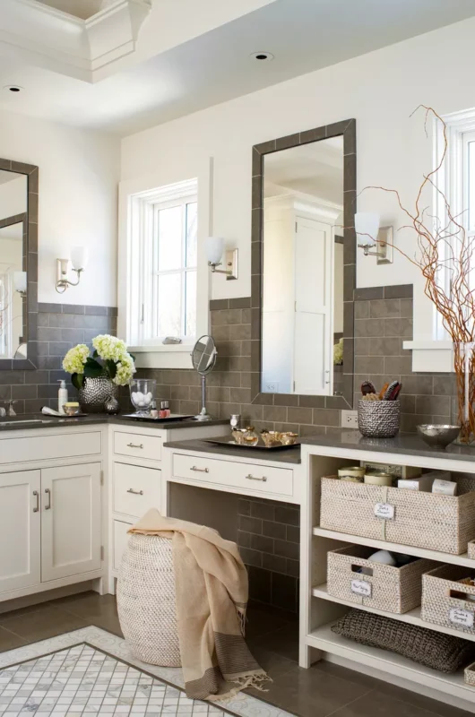 gray white bathroom vanity